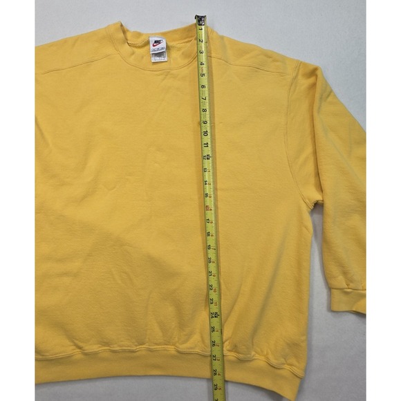 Vintage 90s Nike Swoosh Sweatshirt White Tag Yellow on Yellow Crewneck Mens XL - Picture 6 of 9